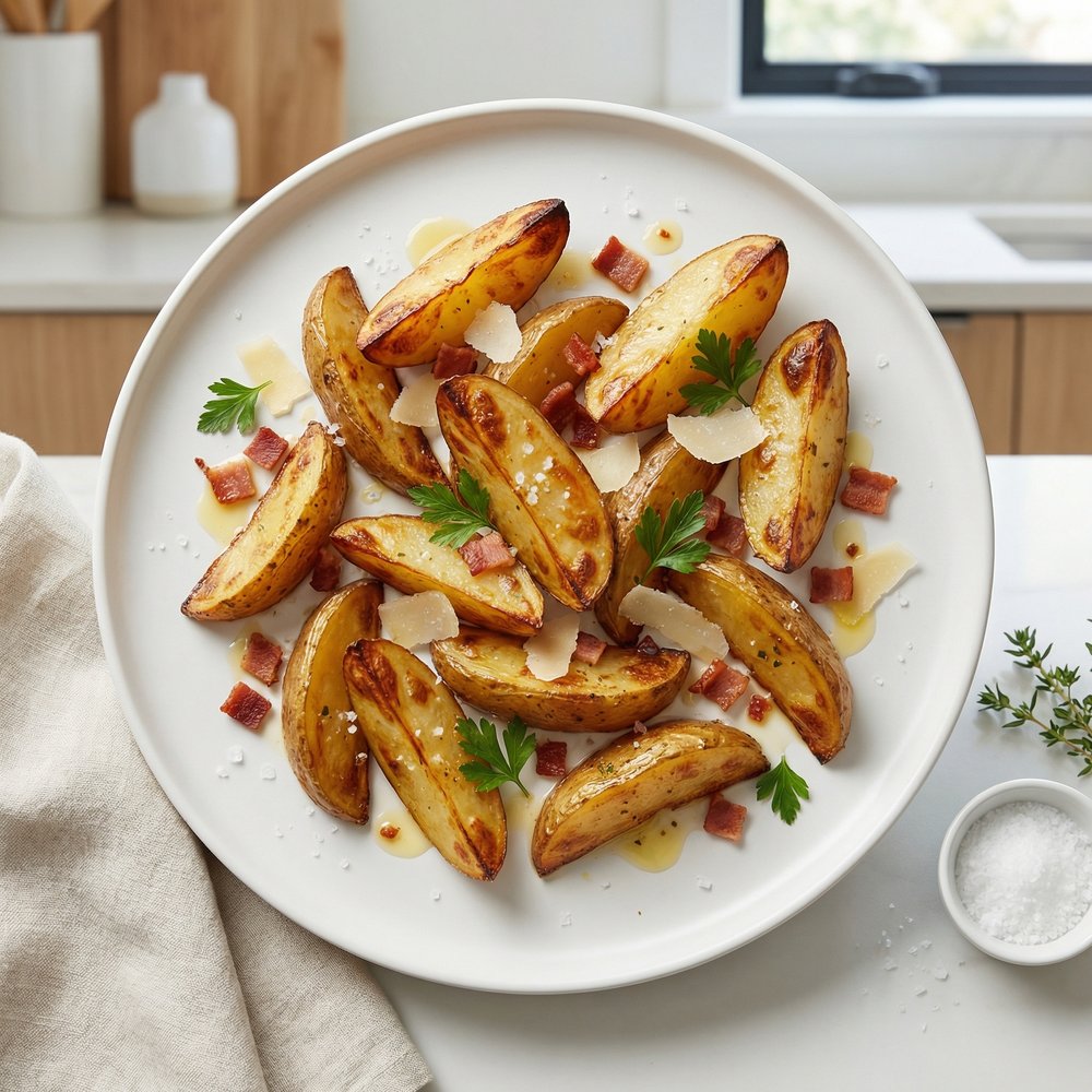 Roasted Potatoes with Bacon, Cheese, and Parsley