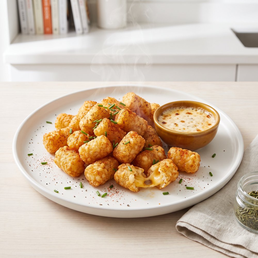 Crispy Tater Tots with Melty Cheese Centers