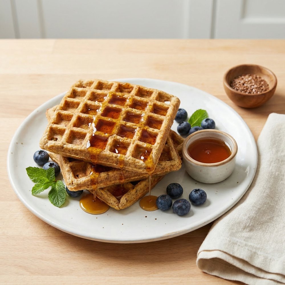 Plant-Based Oat and Flax Waffles