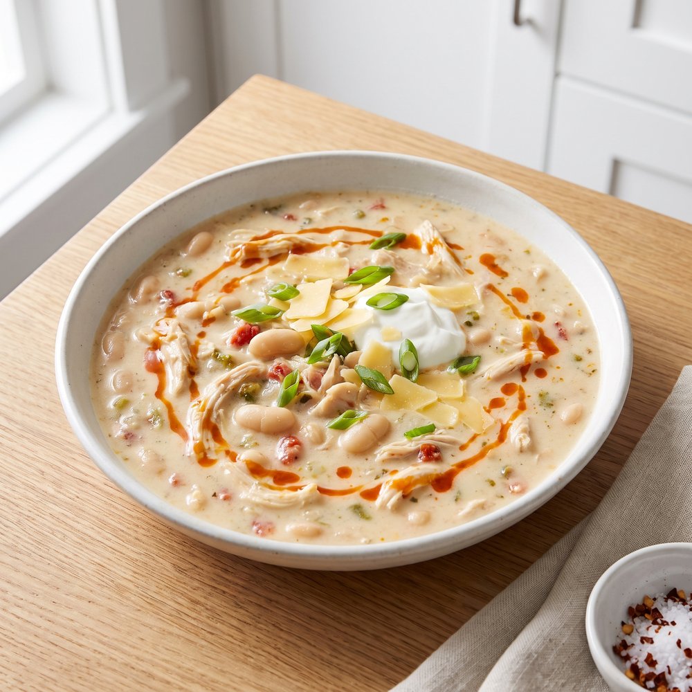Crockpot Buffalo White Chicken Chili