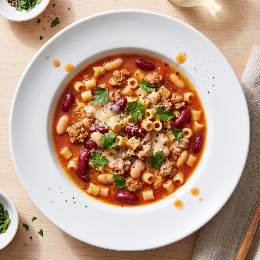 Crockpot Pasta e Fagioli with Turkey and Beans