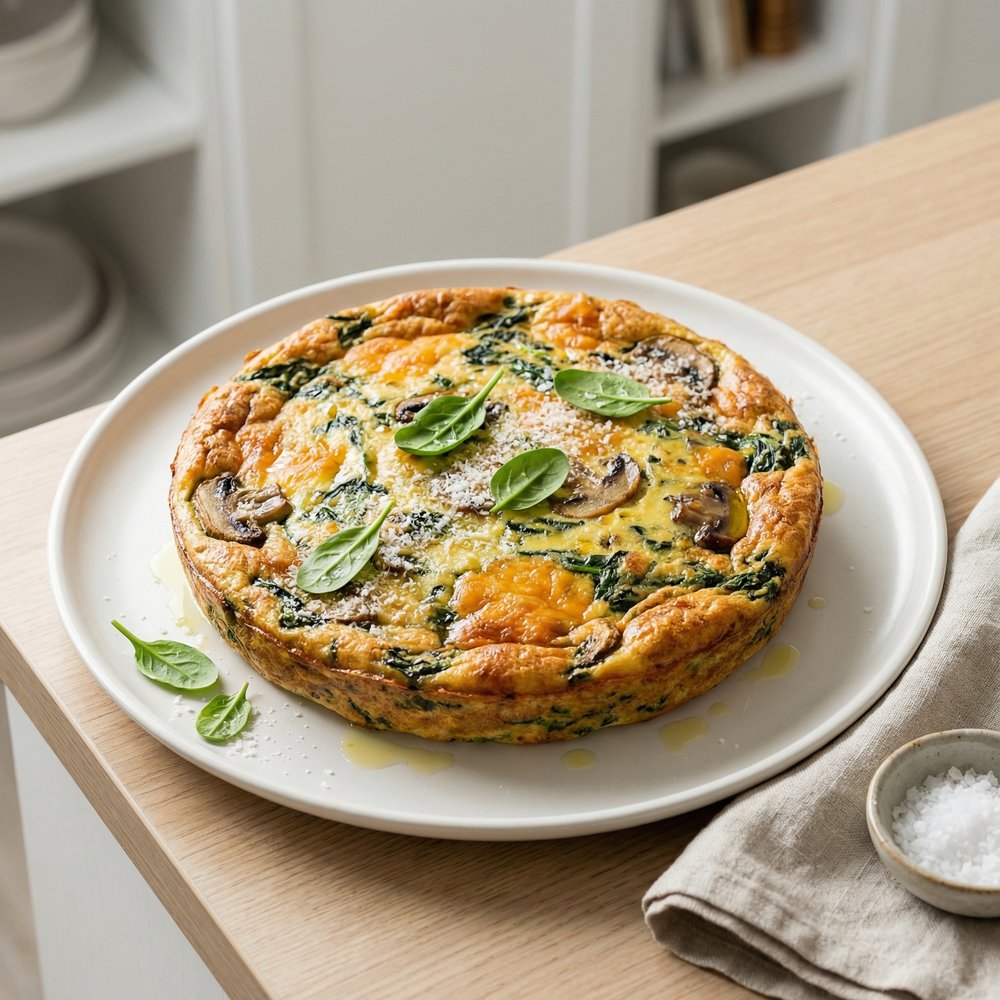 No-Crust Spinach and Mushroom Quiche