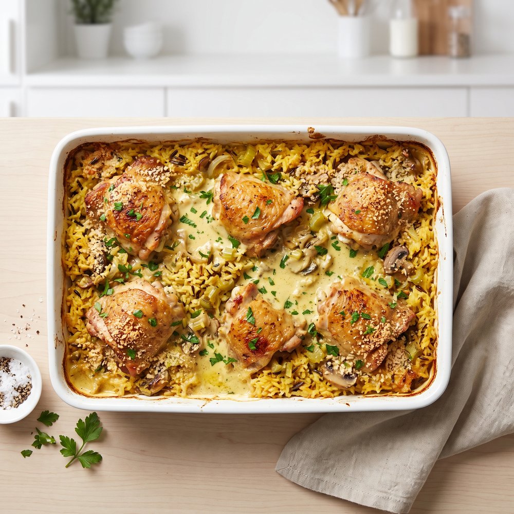 Curried Chicken with Wild Rice Casserole
