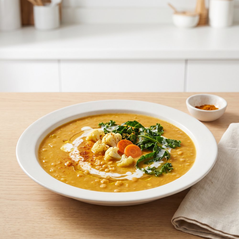Curried Red Lentil and Cauliflower Soup