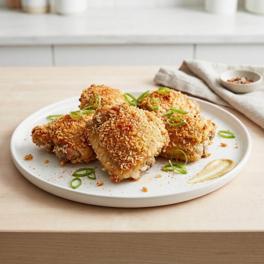 Crispy Deviled Dijon Chicken Thighs
