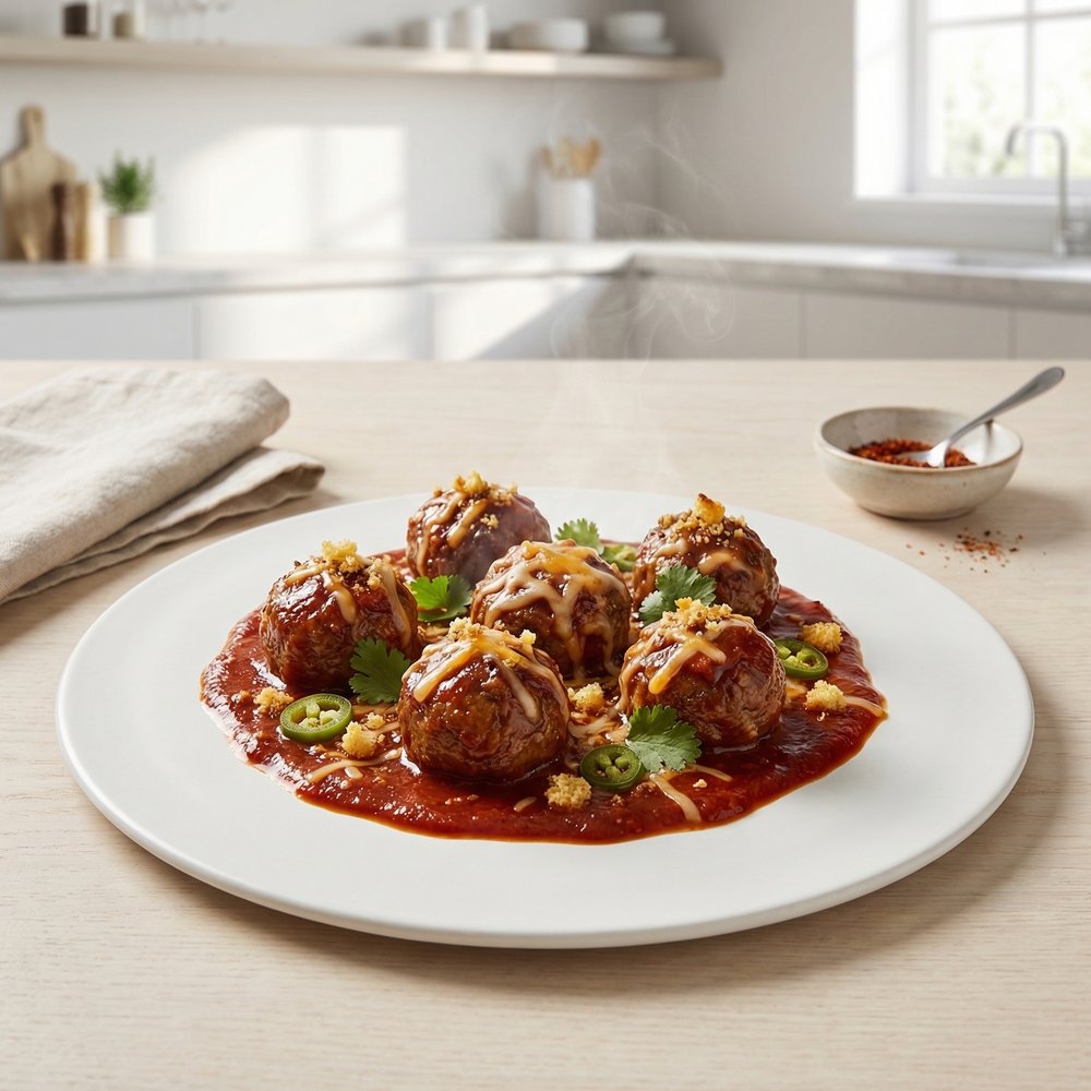 Cornbread-Enchilada Beef Meatballs