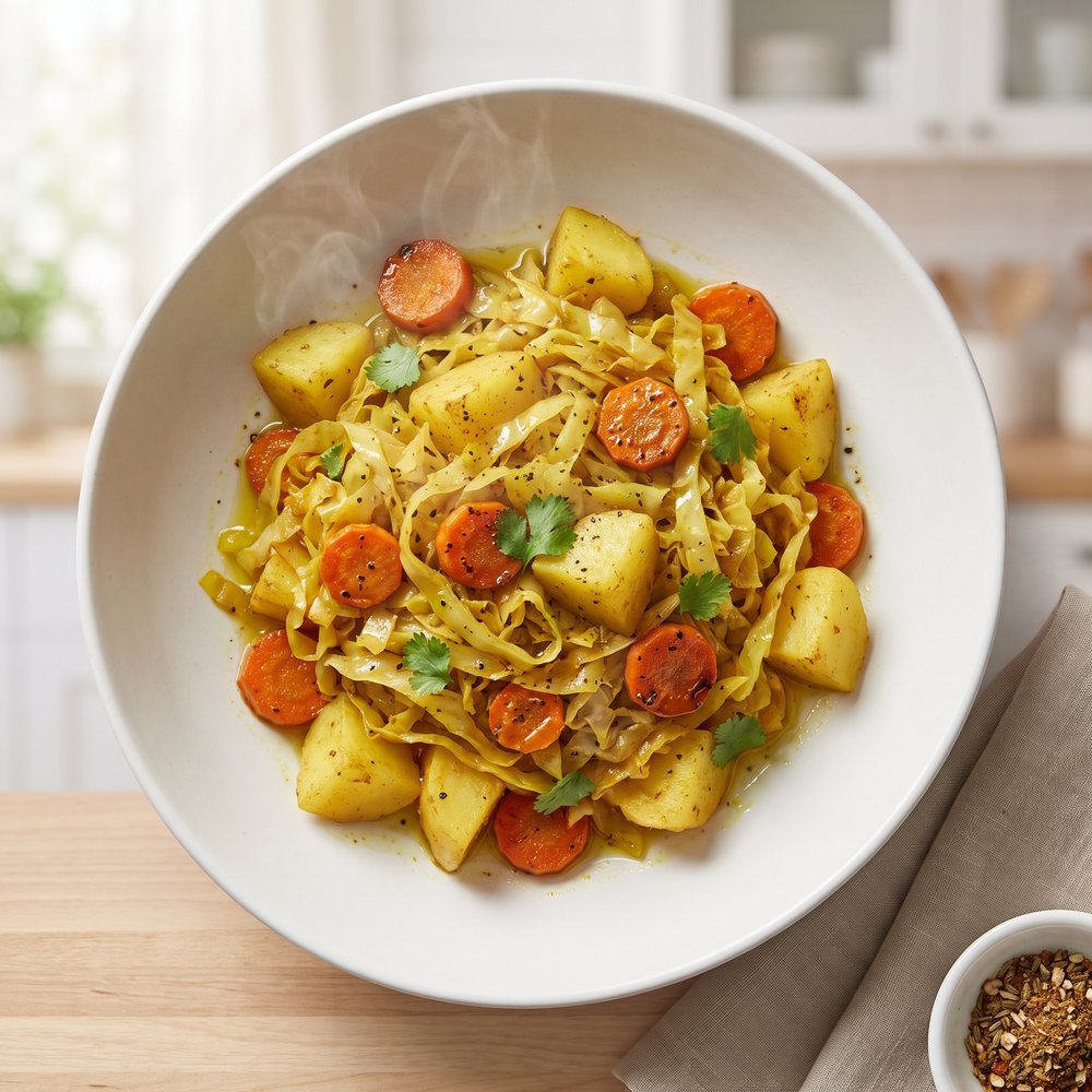Ethiopian-Style Cabbage with Carrots and Potatoes