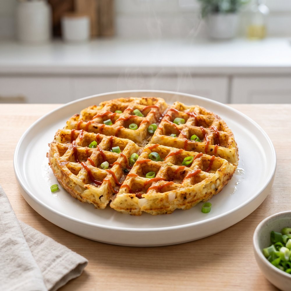 Everything-But-the-Fridge Hash Brown Egg Waffle