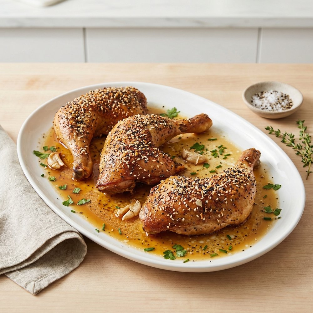 Everything Bagel–Spiced Roast Chicken Quarters