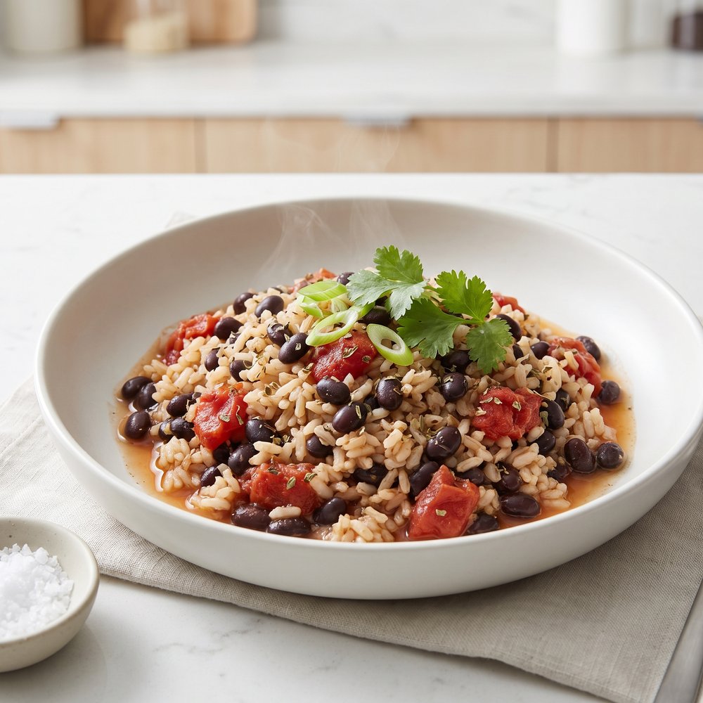 Fast Black Beans with Brown Rice