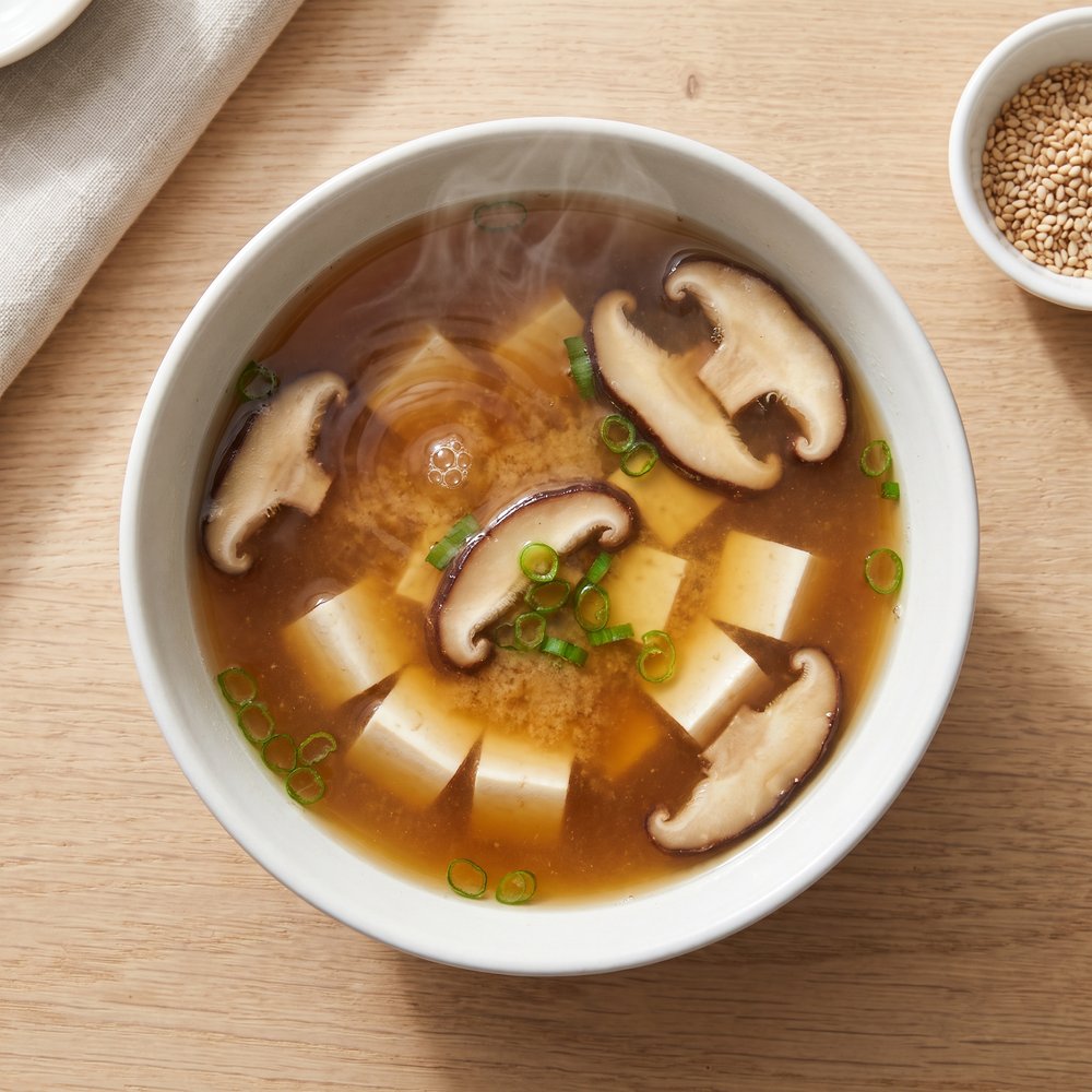 Fast Miso Broth with Shiitake and Tofu