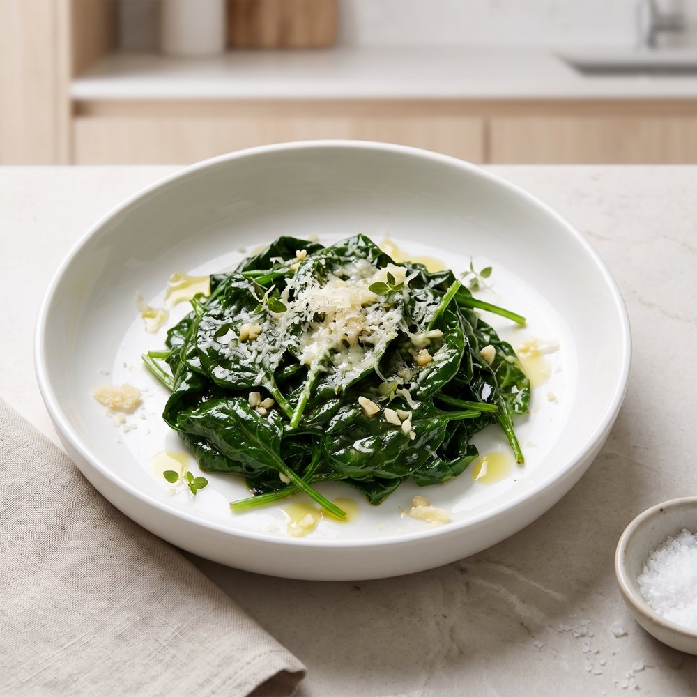 Fast Skillet Spinach with Parmesan