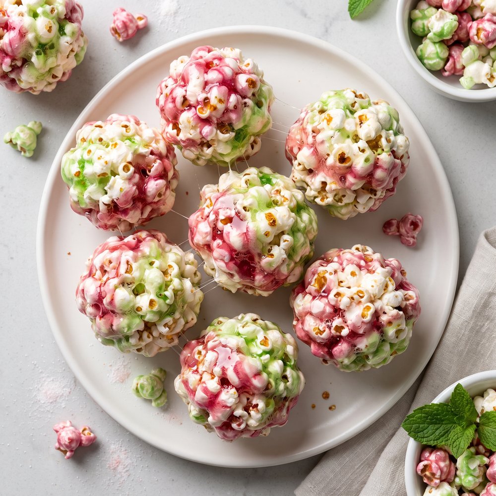 Festive Jell-O Popcorn Balls