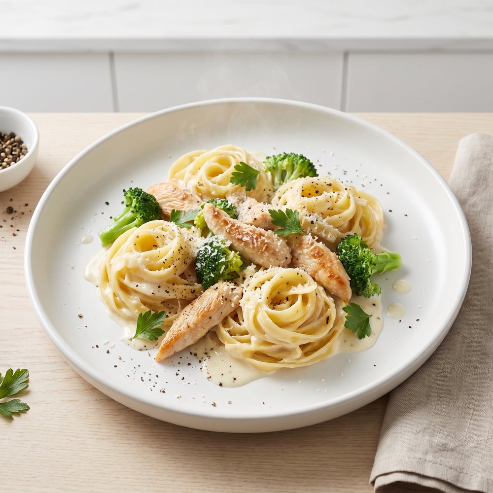 Fettuccine Alfredo with Chicken and Broccoli