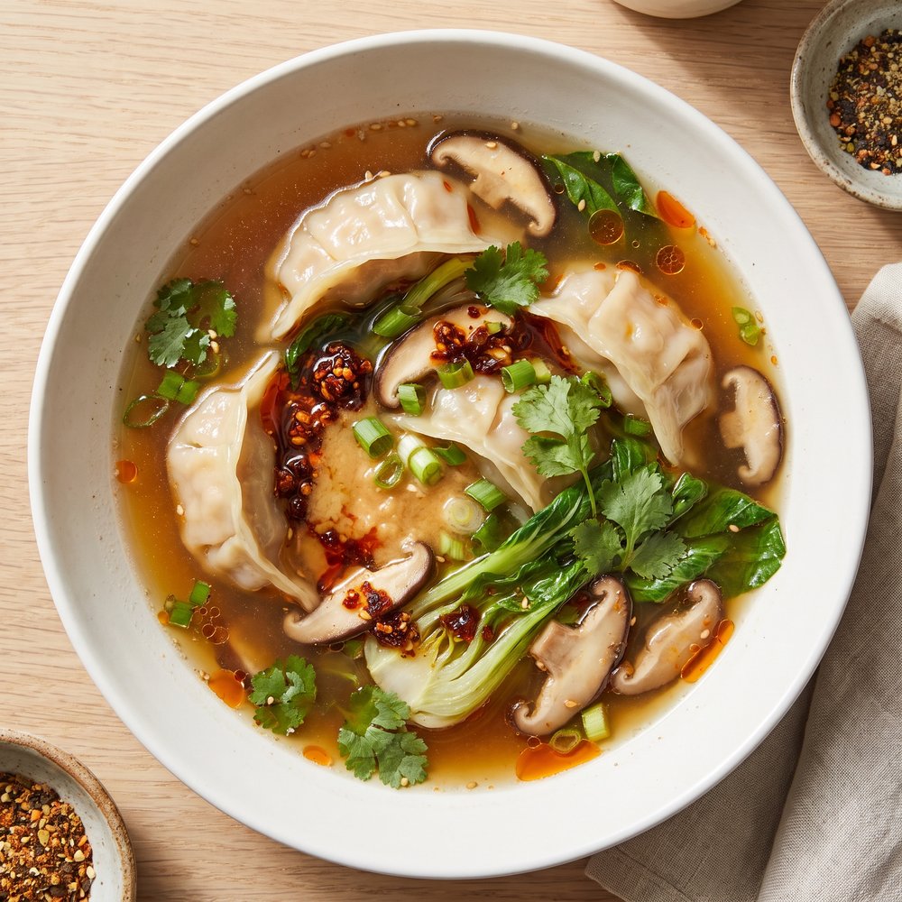 Fiery Potsticker Dumpling Soup