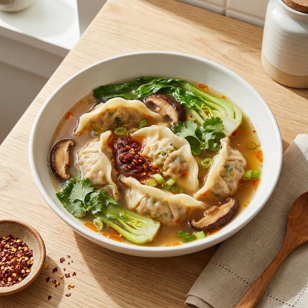 Fiery Potsticker Dumpling Soup