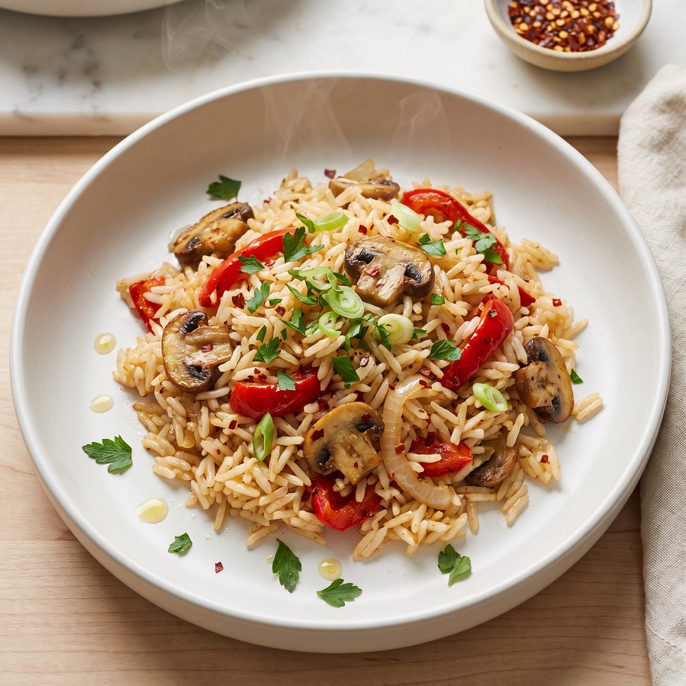 Fiery Rice Pilaf with Roasted Red Pepper