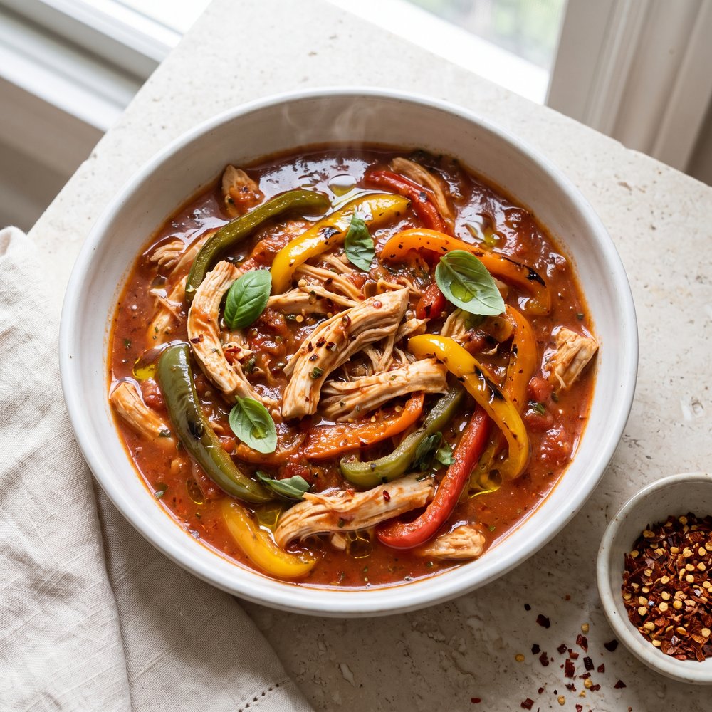 Fiery Slow-Cooker Chicken Cacciatore in Red Wine