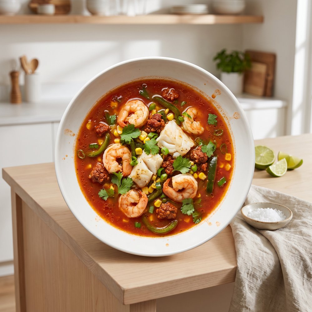 Fiery Tomato Seafood and Chorizo Stew