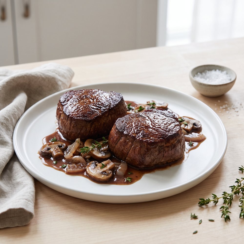 Filet Mignon with Cabernet-Mushroom Gravy