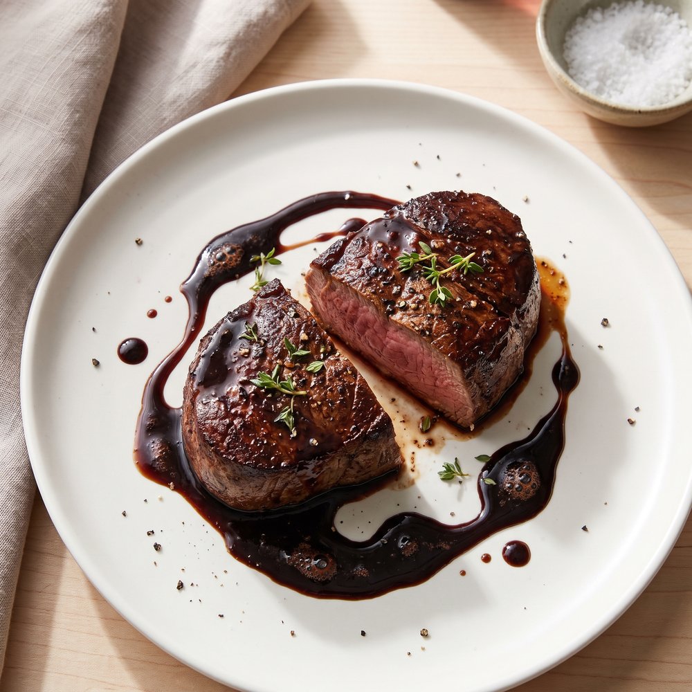 Filet Mignon with Luxurious Balsamic-Red Wine Glaze