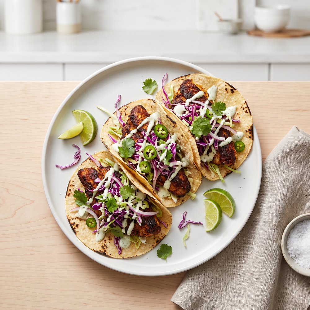 Fish Tacos With Cabbage Salsa and Yogurt Sauce