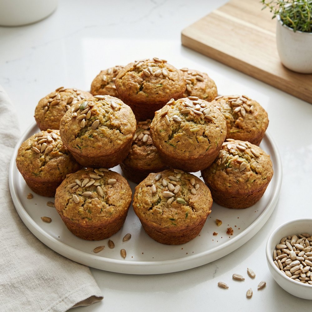 Spiced Zucchini Muffins with Sunflower Crunch