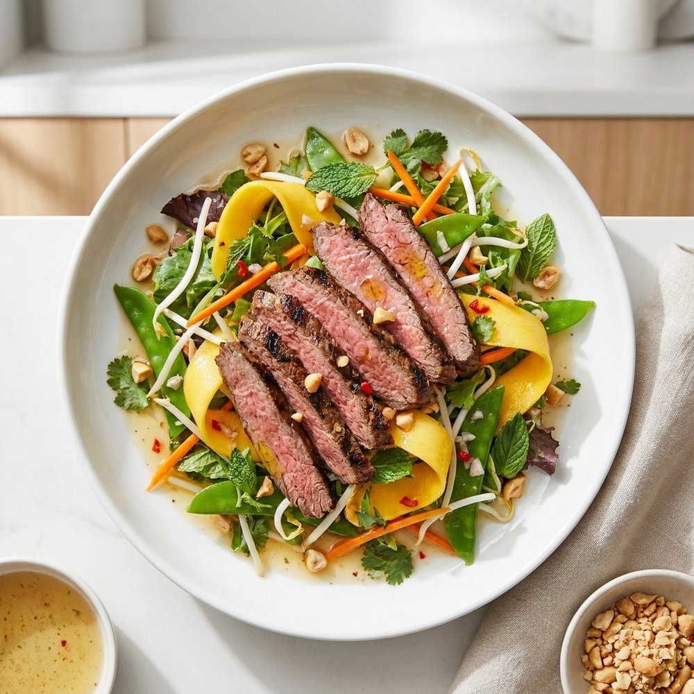 Flank Steak on Thai Mango Salad