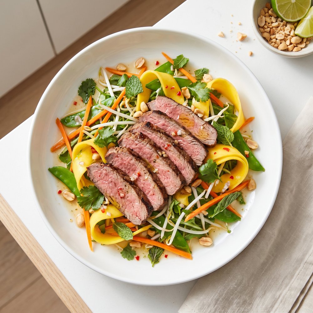 Flank Steak on Thai Mango Salad