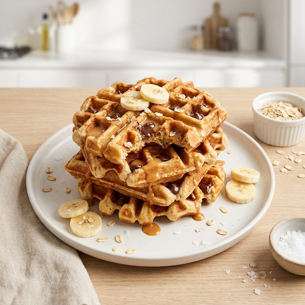 Flourless Banana-Egg Waffles with Chocolate Chips