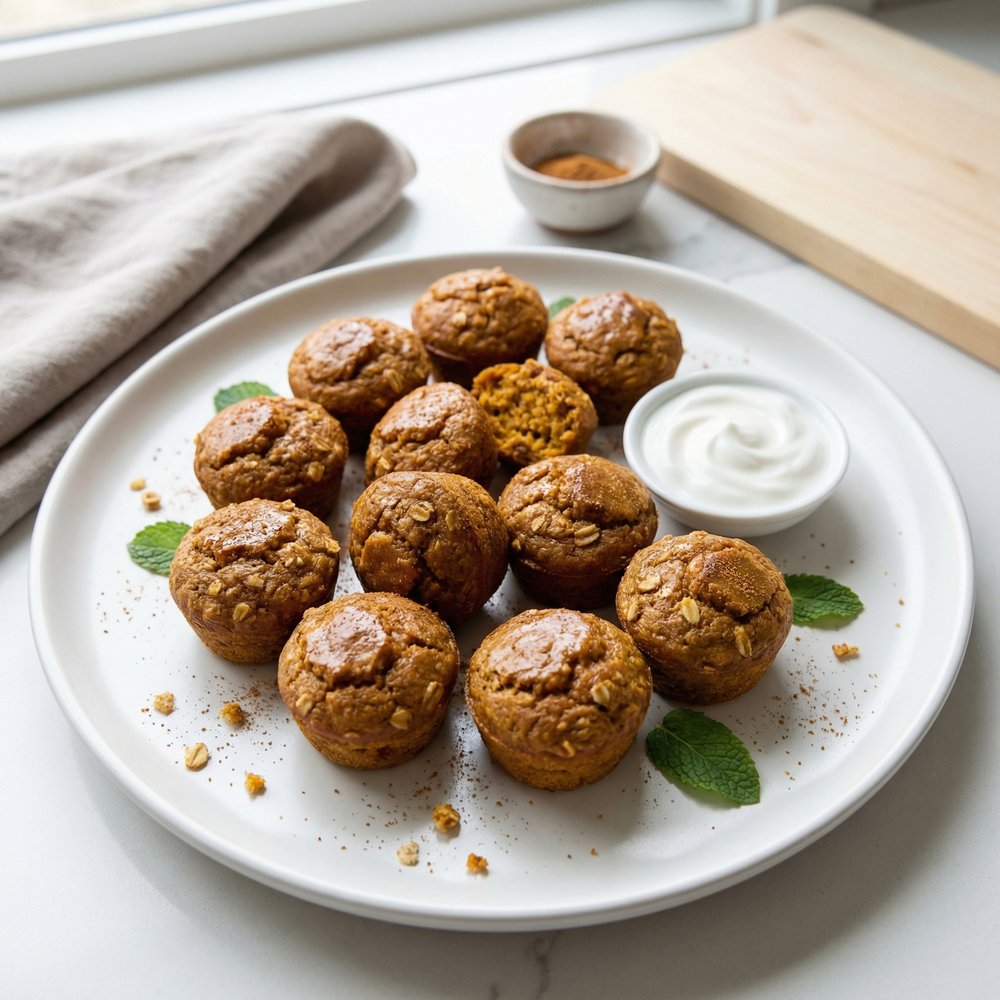 Flourless Pumpkin Spice Oat Muffin Bites