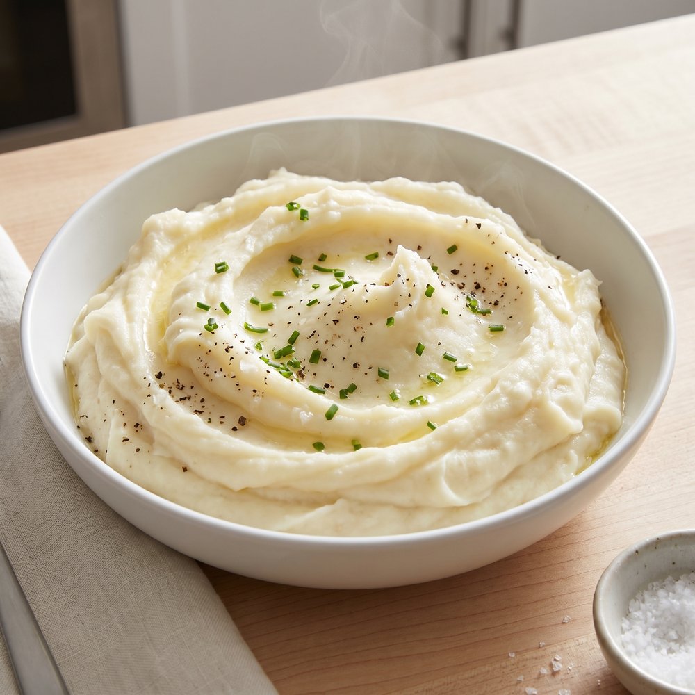 Fluffy Mashed Russet Potatoes with Butter and Milk