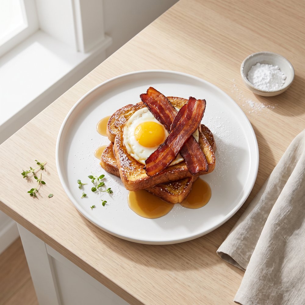 French Bacon and Egg Toast Sandwich
