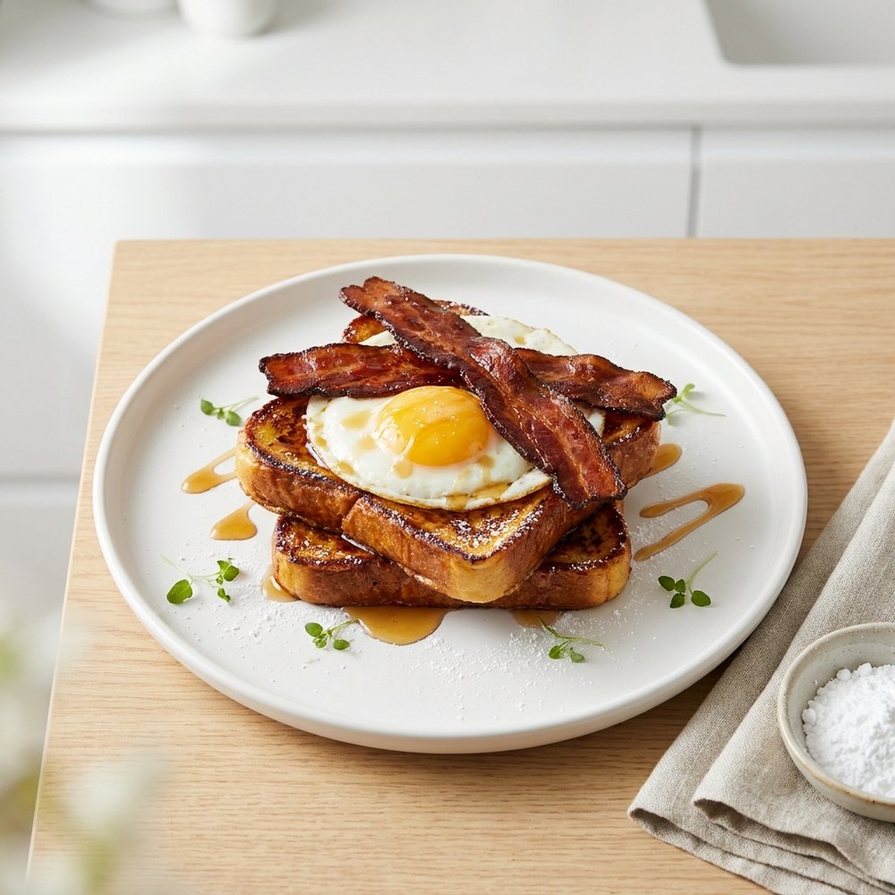 French Bacon and Egg Toast Sandwich