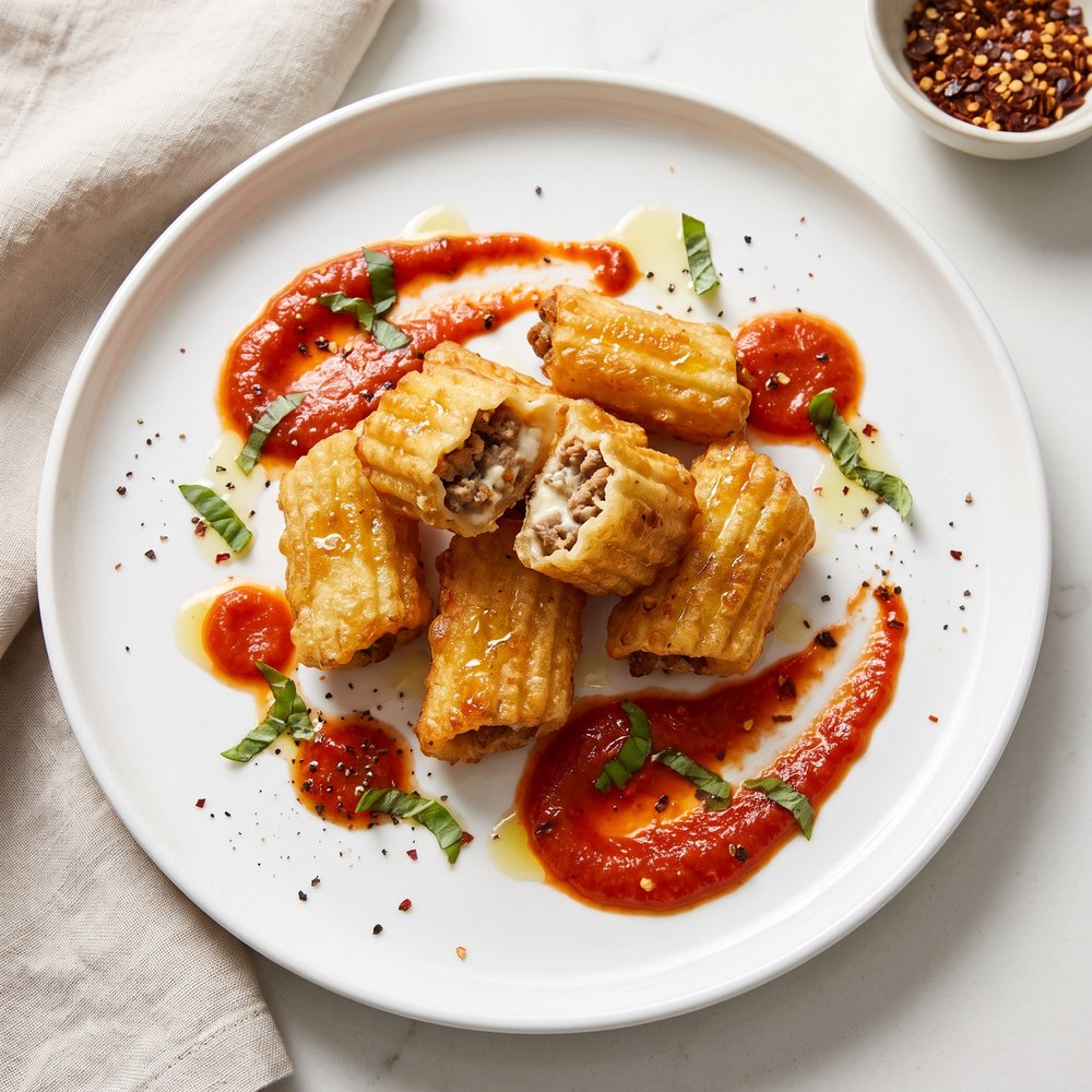 Fried Manicotti Bites with Lasagna Filling