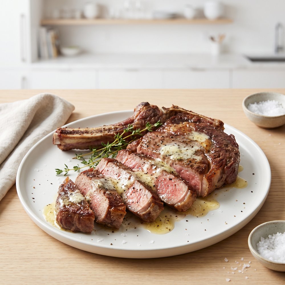 Garlic-Butter Bone-In Rib Eye Roast