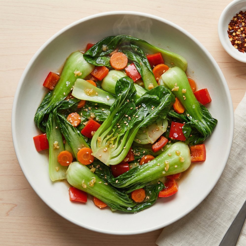 Garlicky Bok Choy Stir-Fry with Mixed Vegetables