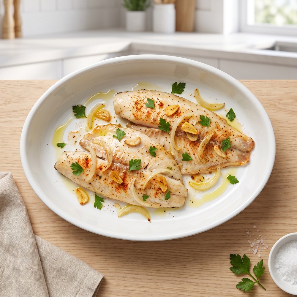Garlic–Olive Oil Baked Tilapia