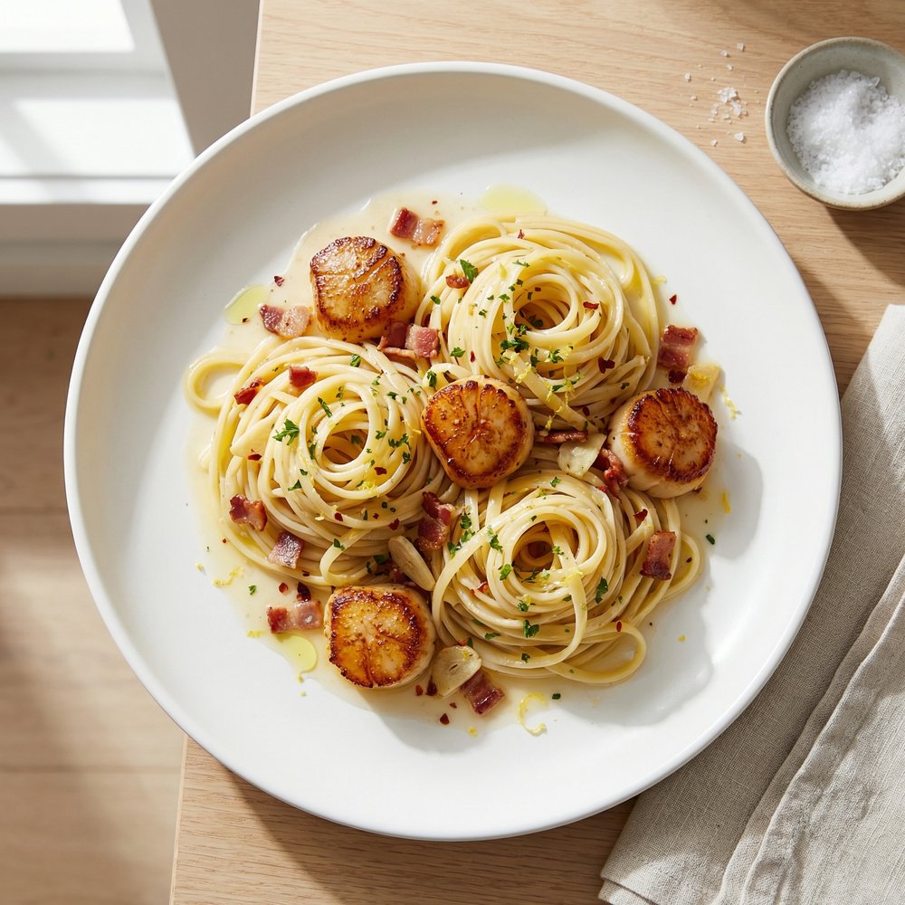 Linguini with Bacon and Scallops