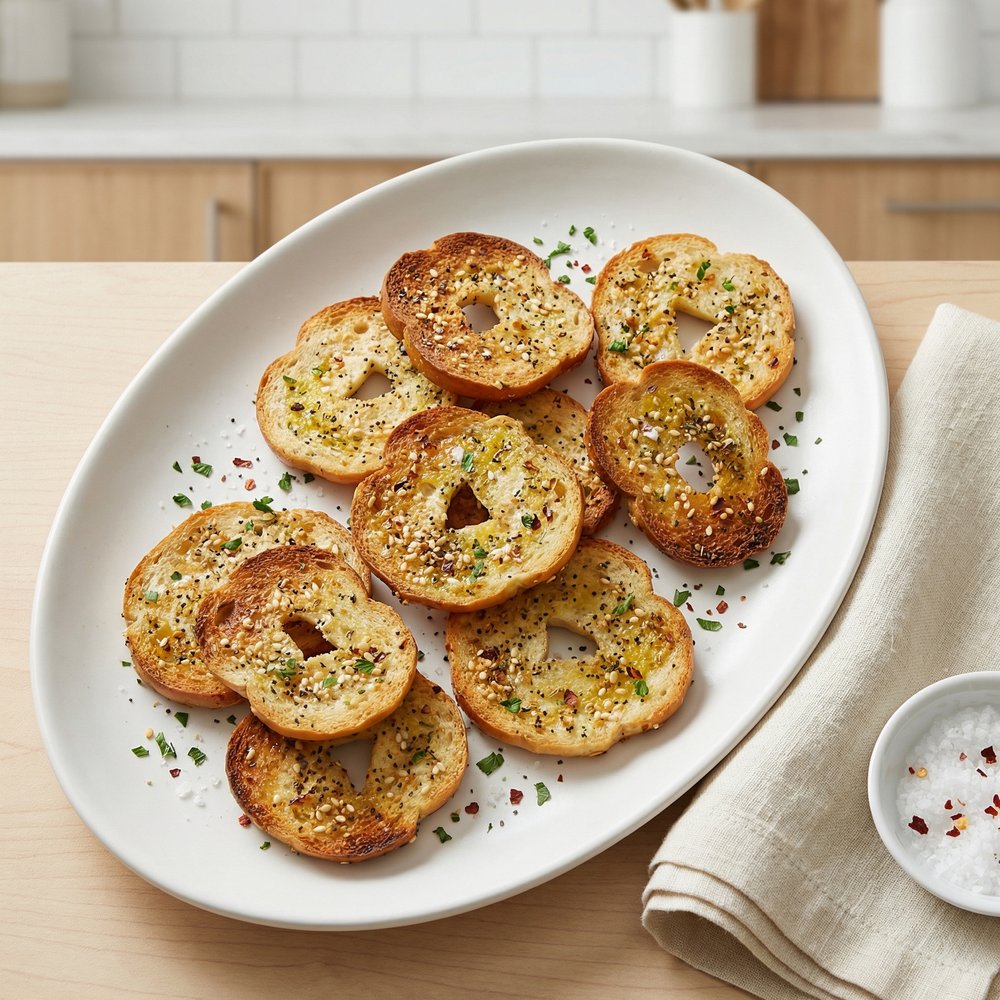 Oven-Baked Garlic Bagel Chips