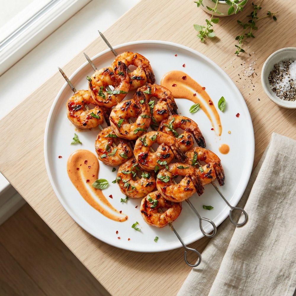 Grilled Shrimp with Tomato-Basil Marinade