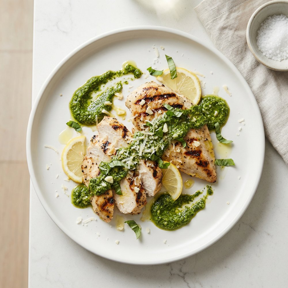 Grilled Chicken with Bold Garlic-Basil Pesto