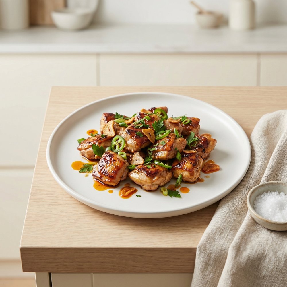 Garlicky Chicken Salpicao with Worcestershire and Maggi