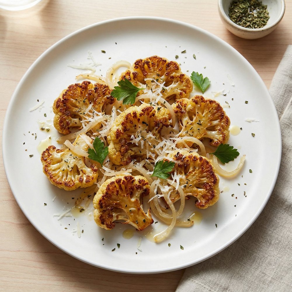 Pan-Seared Cauliflower with Onions, Herbs, and Parmesan
