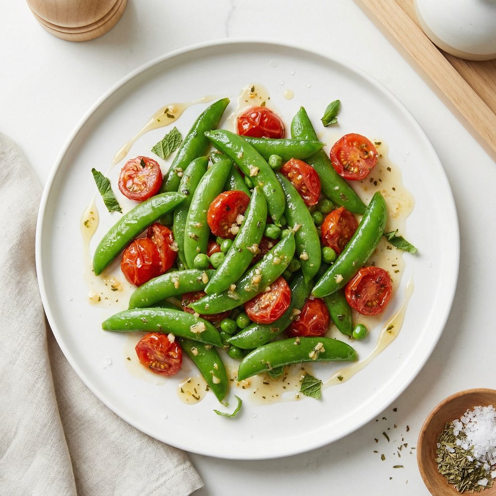 Snap Peas with Cherry Tomatoes