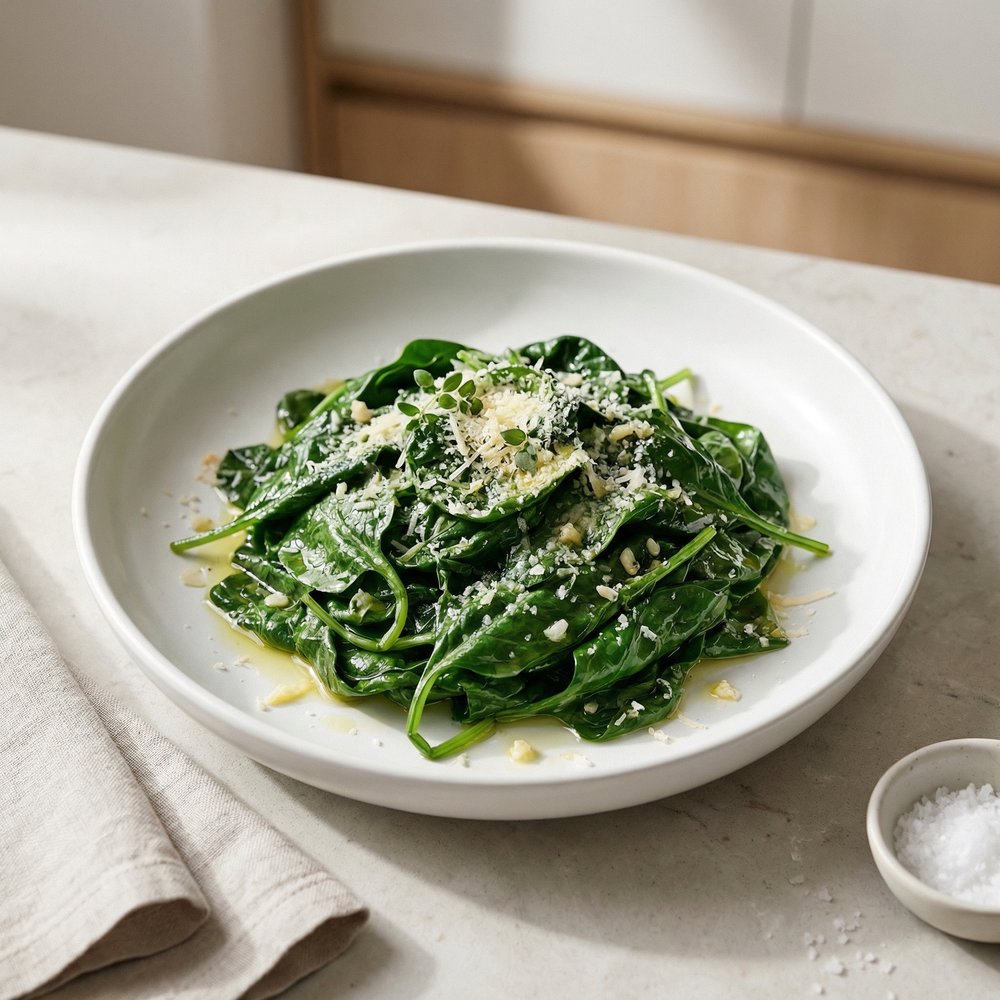 Fast Skillet Spinach with Parmesan