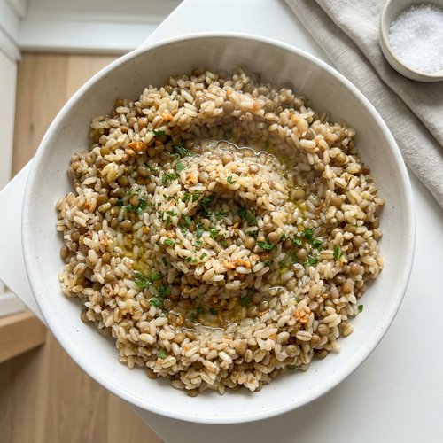 Rice Cooker Lentils and Rice with Barley