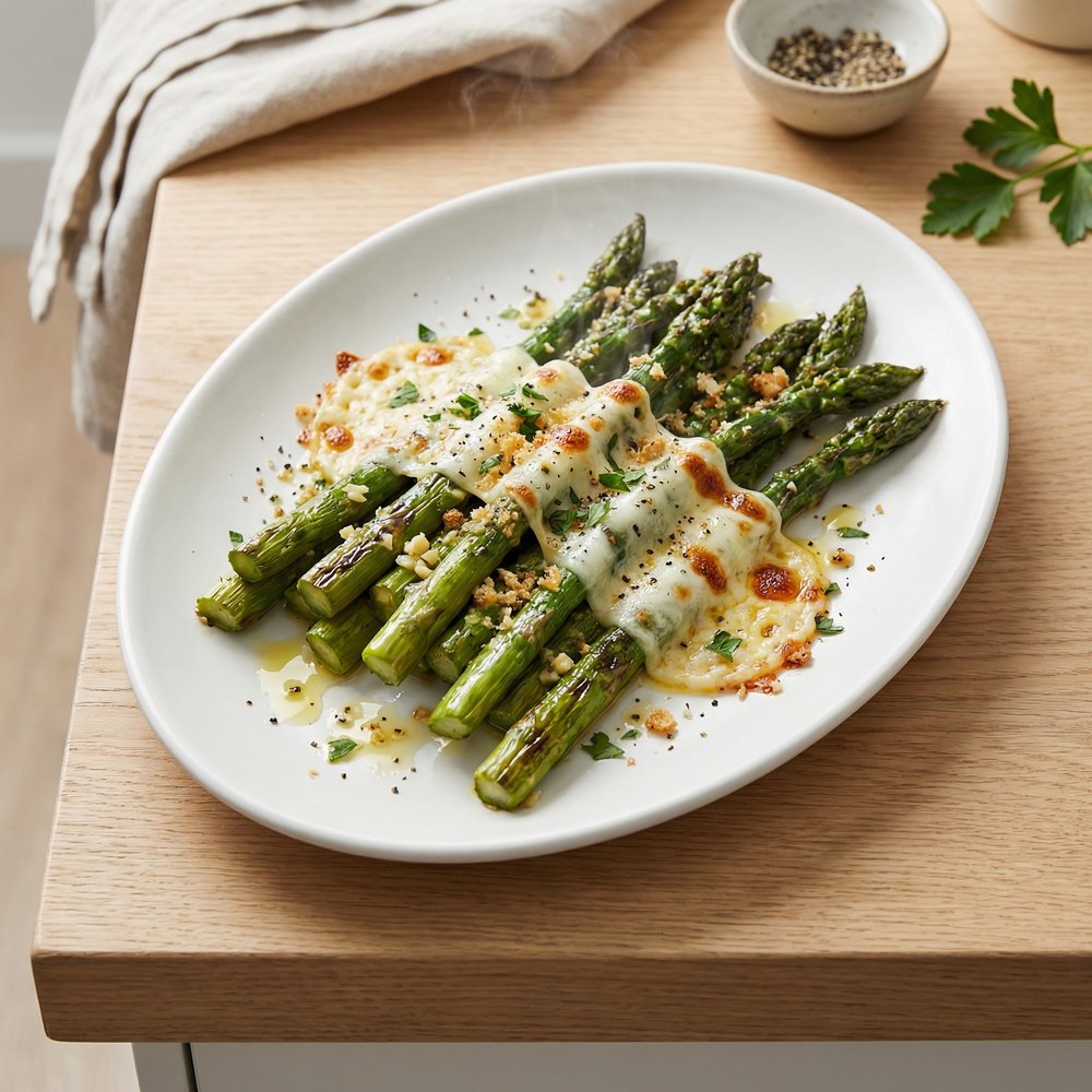 Garlic-Mozzarella Roasted Asparagus