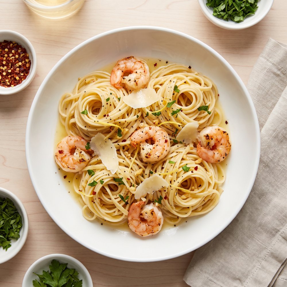 Garlic Shrimp Linguine