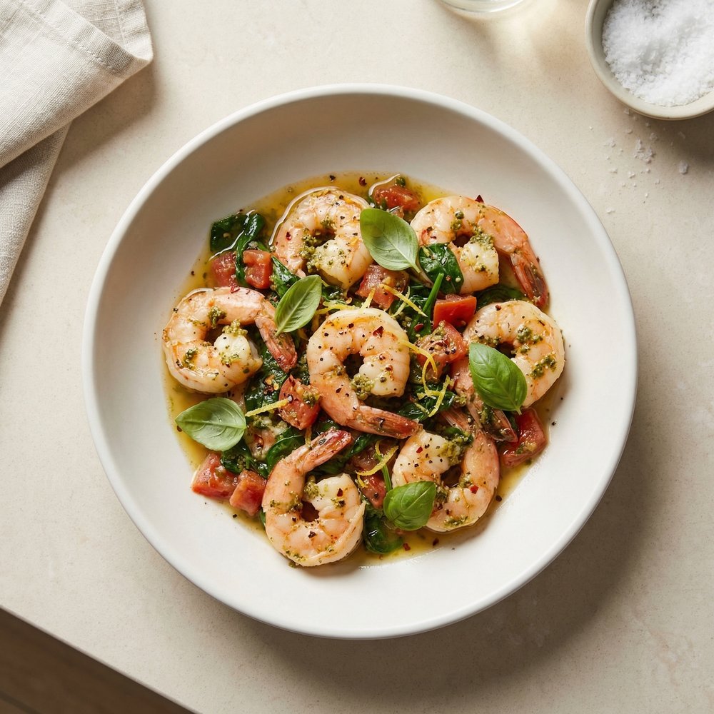 My Signature Shrimp Scampi Florentine